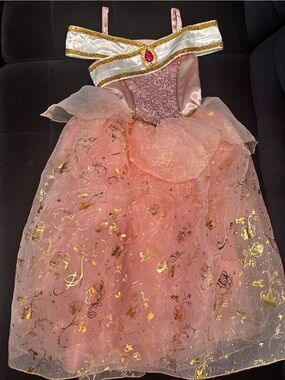 Sleeping Beauty Pink Gold Princess Tulle Capelet with Jewel Trim